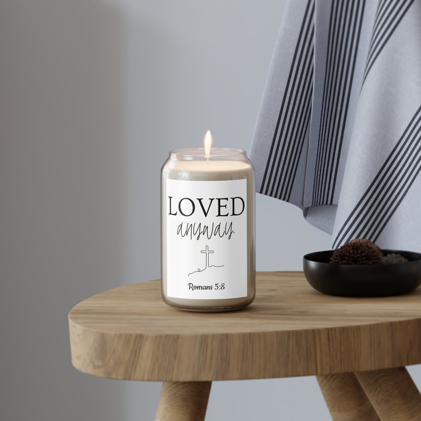 Loved Anyway Hill Cross Soy Candle – 13.75oz Christian Scented Candle (Romans 5:8)