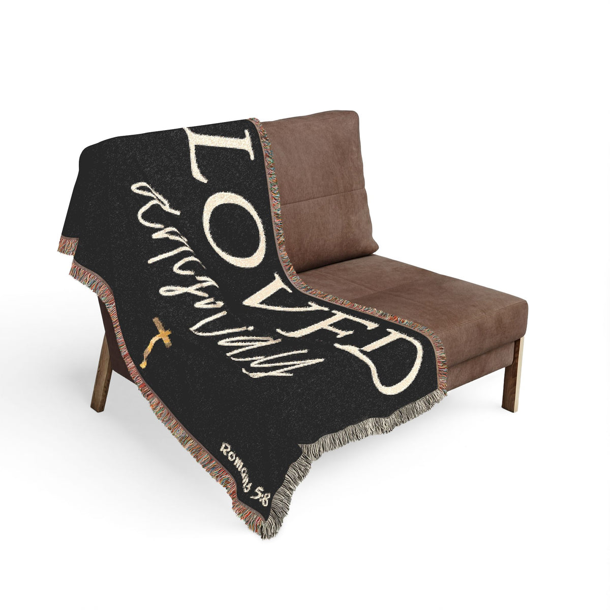 Loved Anyway Woven Blanket — Inspirational Christian Throw with Cross