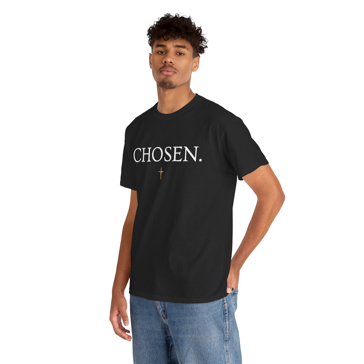 Chosen Christian T-Shirt — "CHOSEN." Front with 1 Peter 2:9 Back