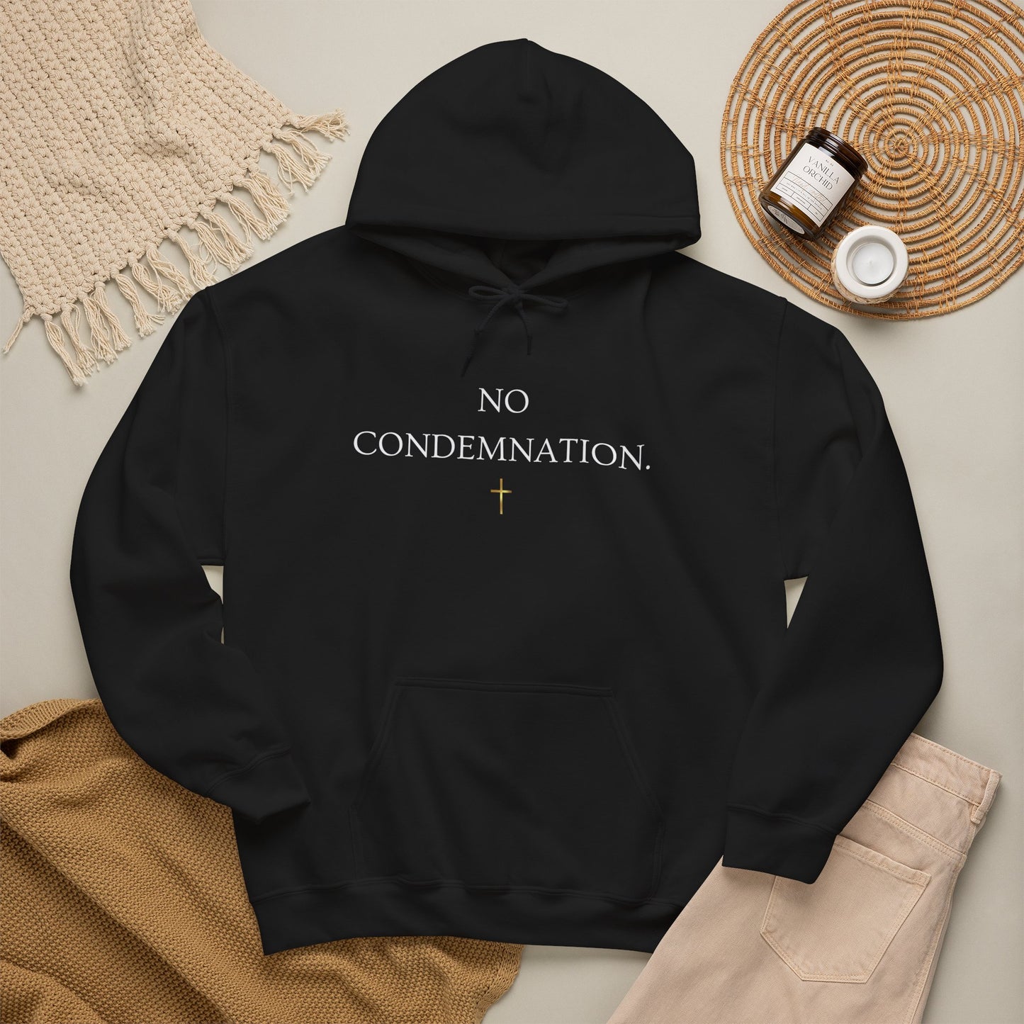 No Condemnation Hoodie — Romans 8:1 Christian Faith Sweatshirt