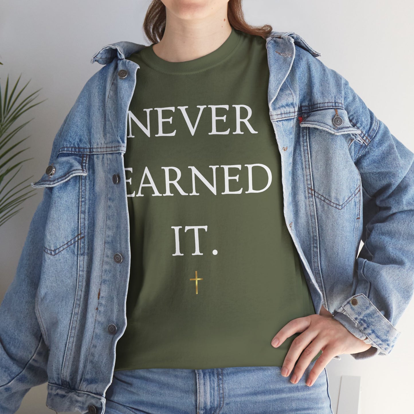 Never Earned It T‑Shirt — Christian Faith Tee with Ephesians 2:8‑9 Verse