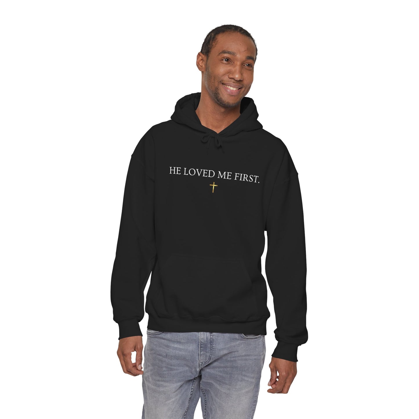He Loved Me First Hoodie — Christian Faith Scripture Sweatshirt (1 John 4:19)