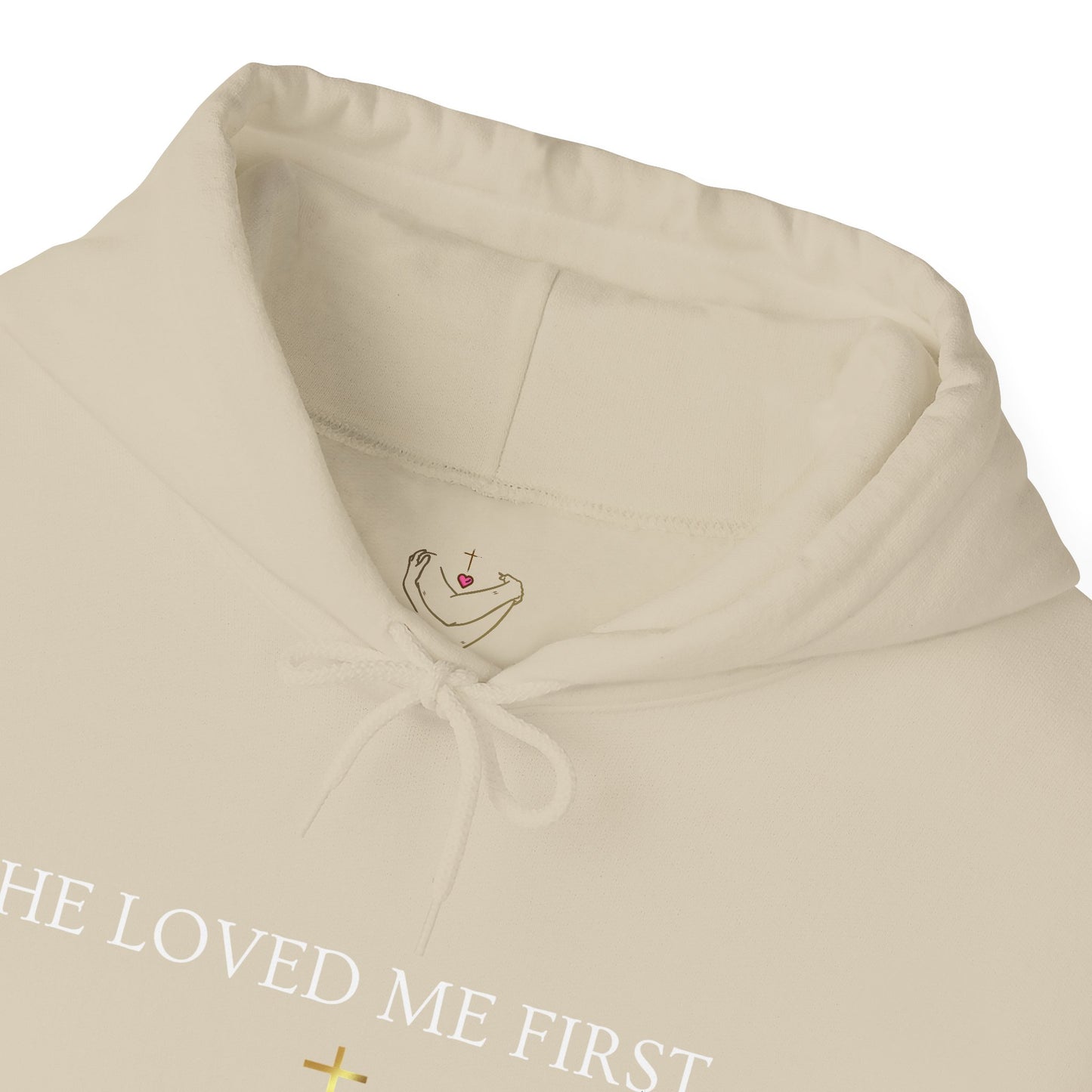 He Loved Me First Hoodie — Christian Faith Scripture Sweatshirt (1 John 4:19)