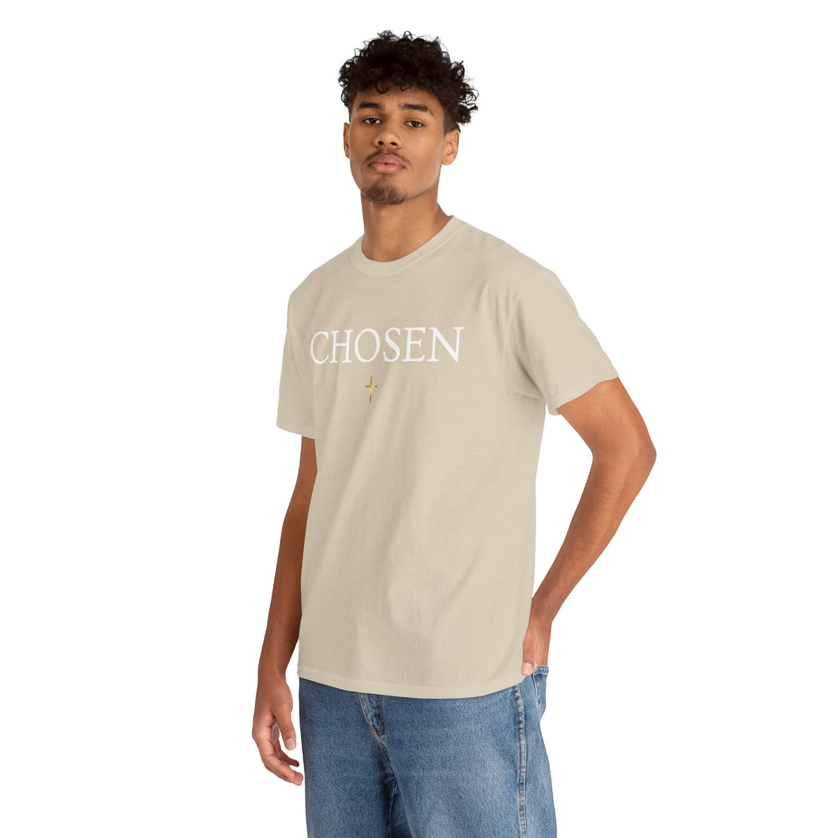 Chosen Christian T-Shirt — "CHOSEN." Front with 1 Peter 2:9 Back