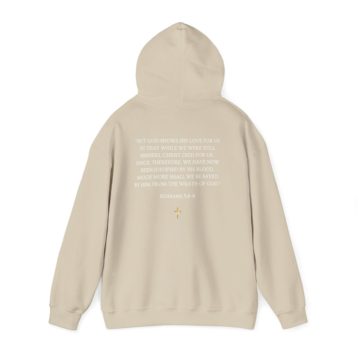 Loved Anyway Hoodie — Christian Scripture Pullover (Romans 5:8)