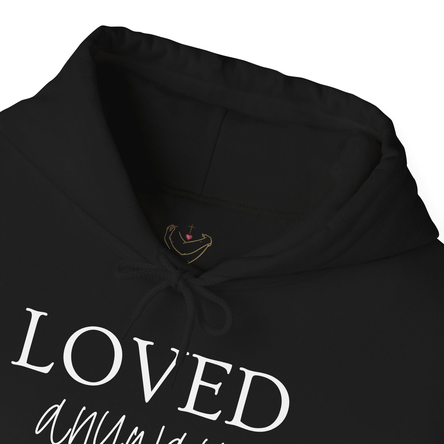 Loved Anyway Hoodie — Christian Scripture Pullover (Romans 5:8)