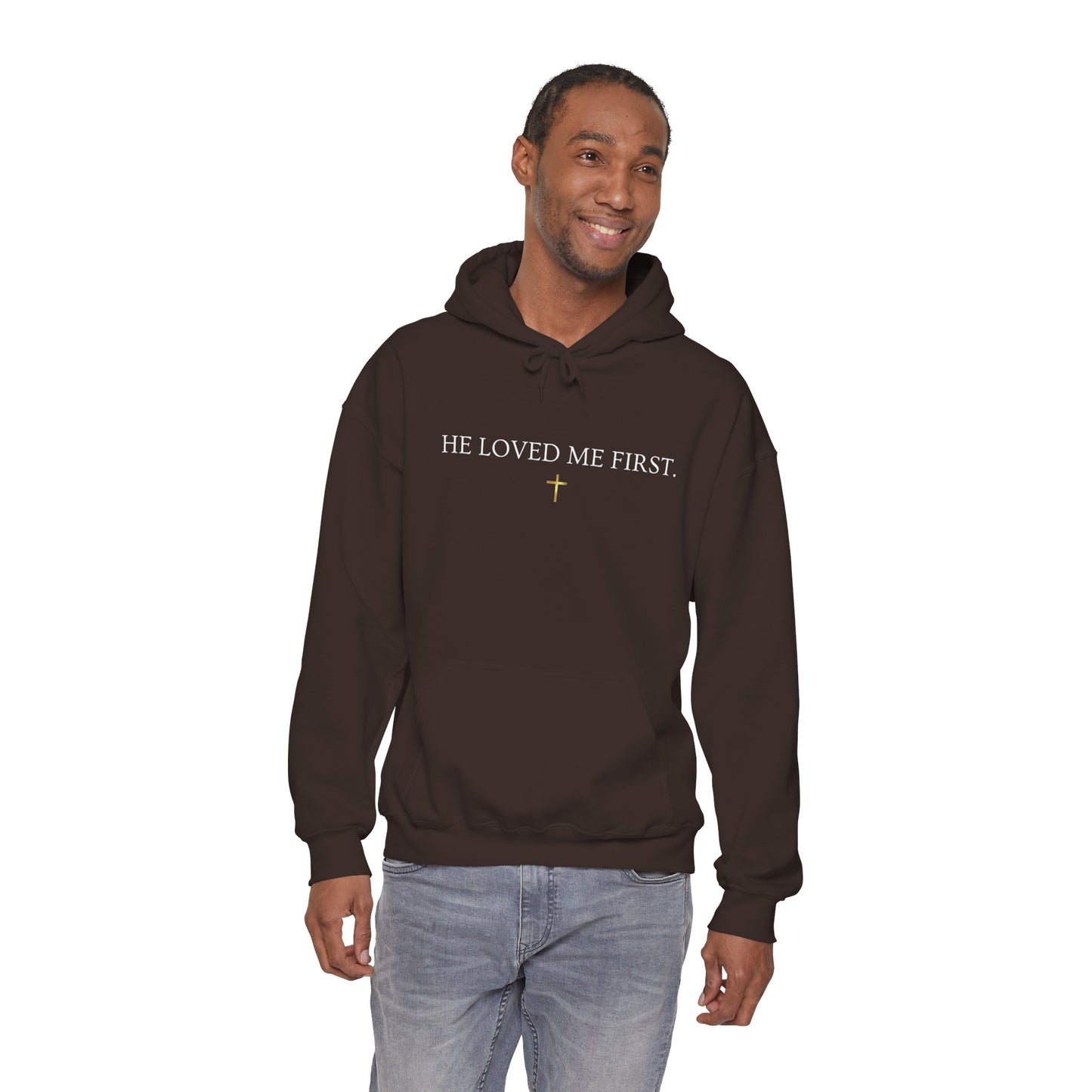 He Loved Me First Hoodie — Christian Faith Scripture Sweatshirt (1 John 4:19)