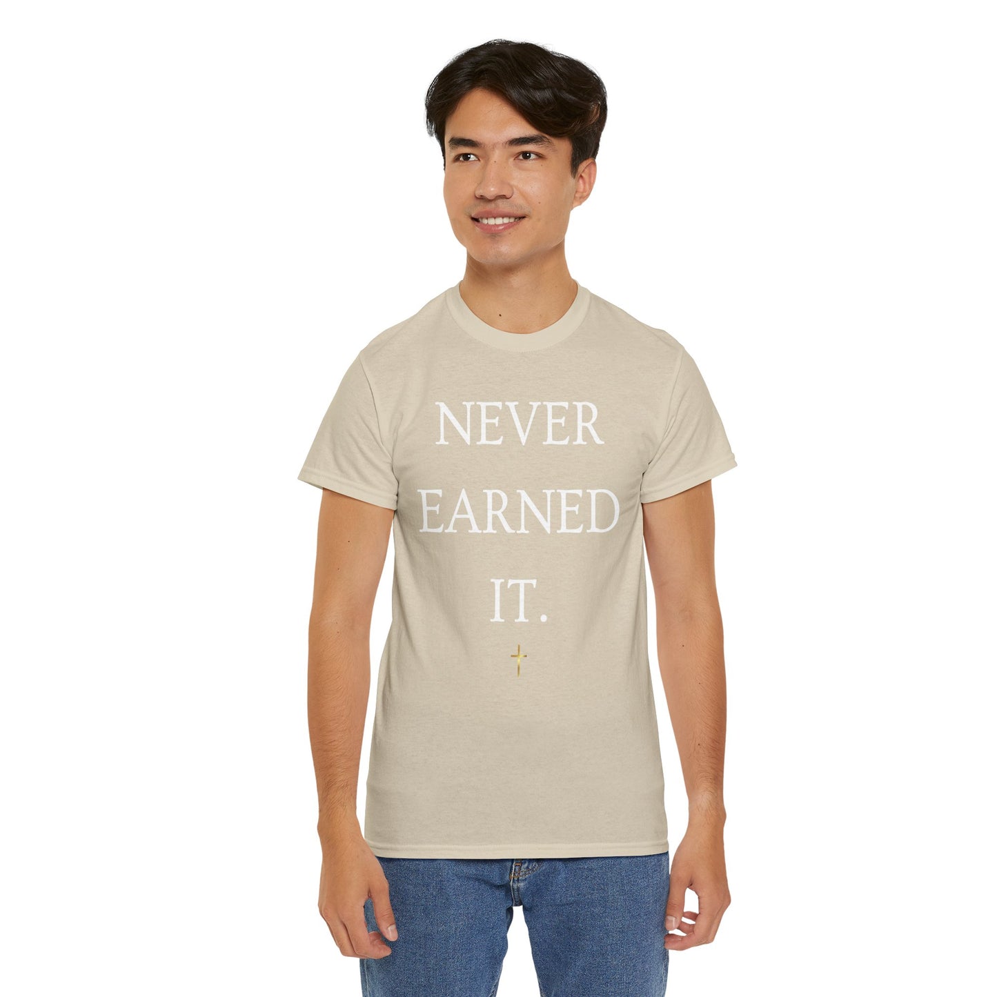 Never Earned It T‑Shirt — Christian Faith Tee with Ephesians 2:8‑9 Verse