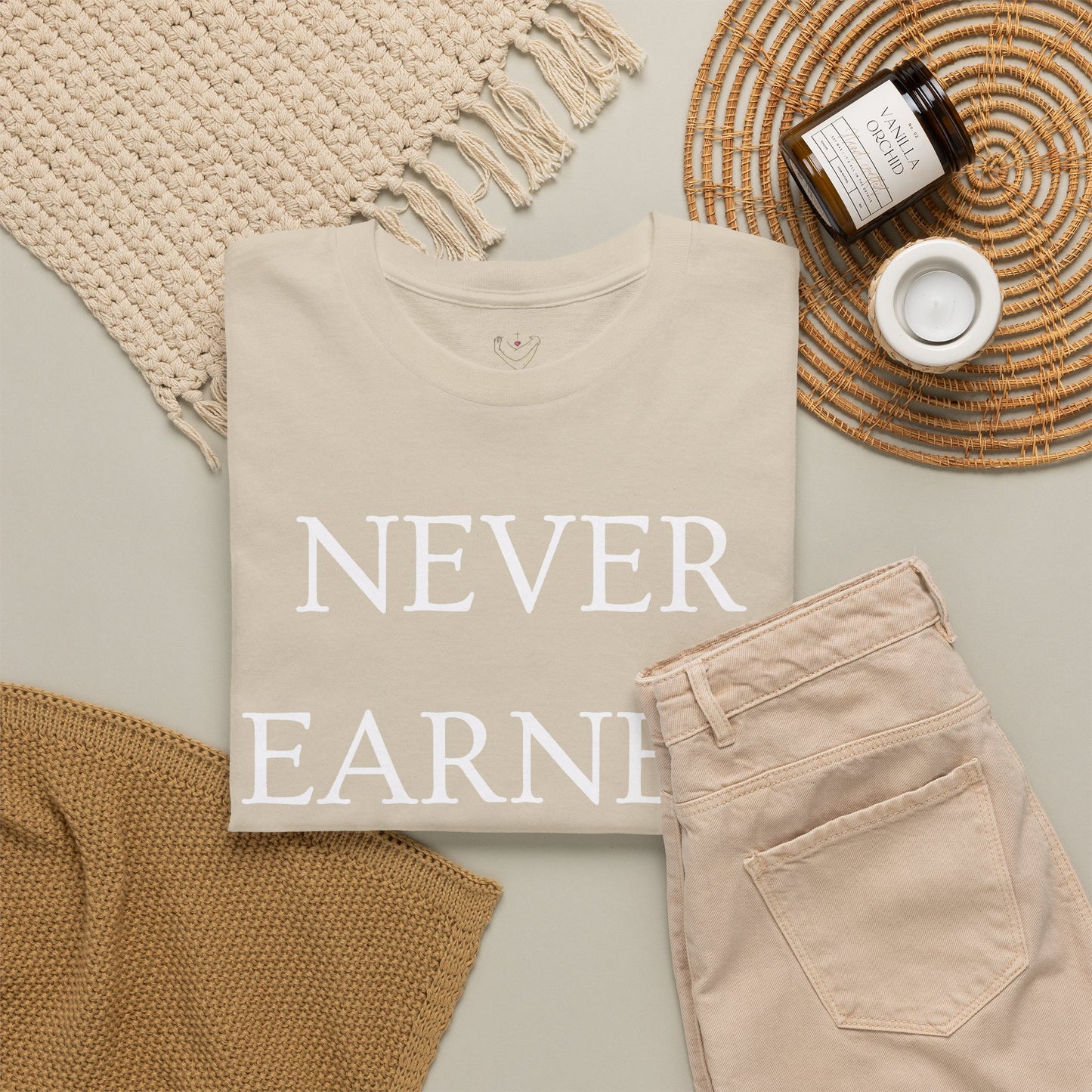 Never Earned It T‑Shirt — Christian Faith Tee with Ephesians 2:8‑9 Verse