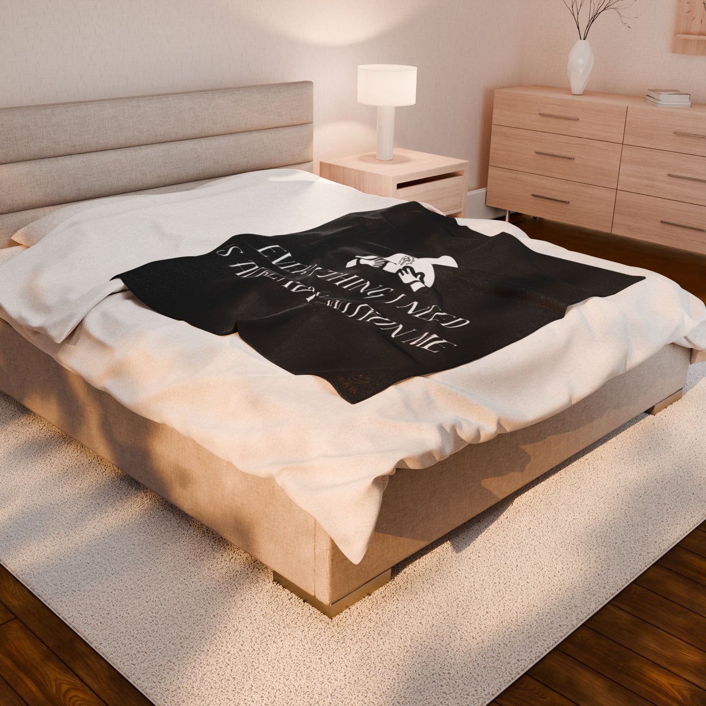 Everything I Need Is Already Within Me Velveteen Plush Blanket BLACK