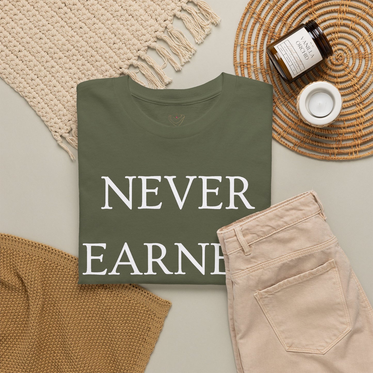 Never Earned It T‑Shirt — Christian Faith Tee with Ephesians 2:8‑9 Verse