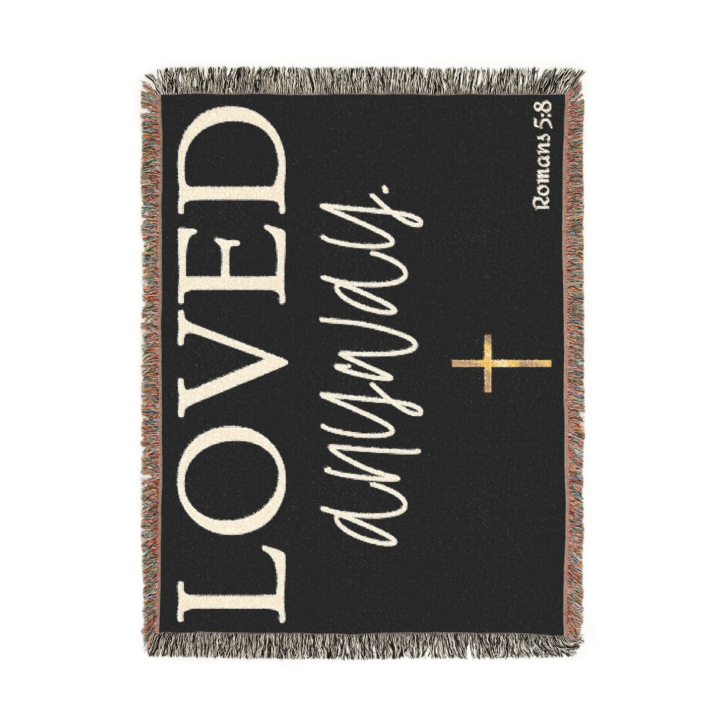 Loved Anyway Woven Blanket — Inspirational Christian Throw with Cross