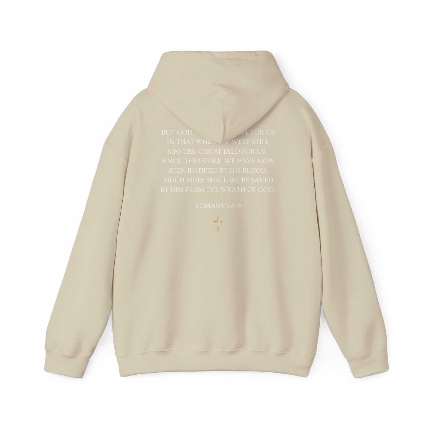 Loved Anyway Hoodie — Christian Scripture Pullover (Romans 5:8)