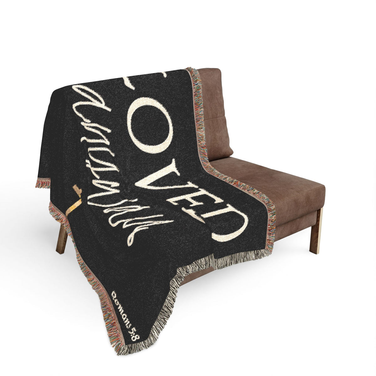 Loved Anyway Woven Blanket — Inspirational Christian Throw with Cross