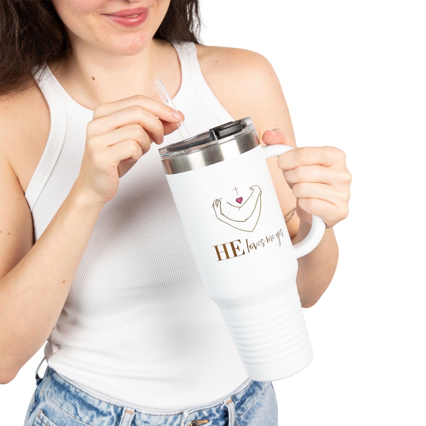 HE Loves Me Yes Insulated Travel Mug, 40oz