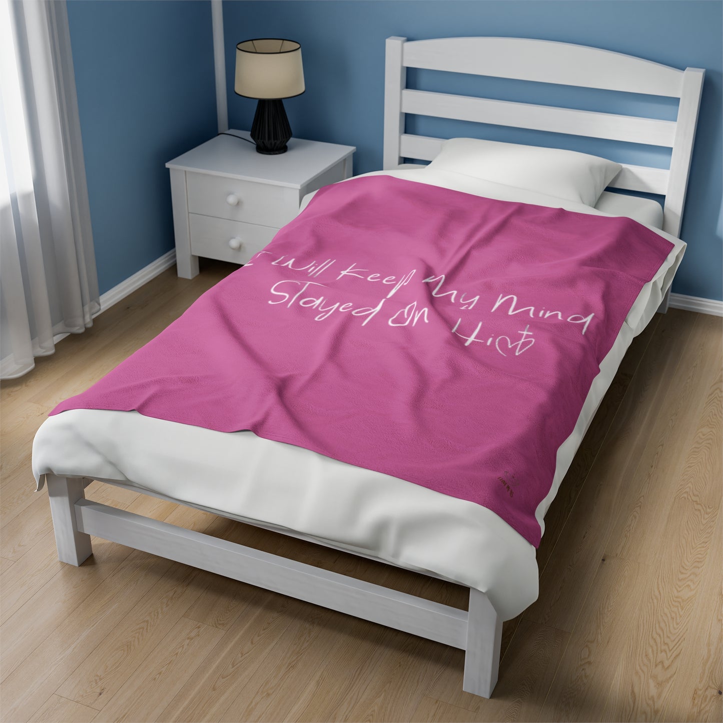 I Will Keep My Mind Stayed On Him Pink Velveteen Plush Blanket