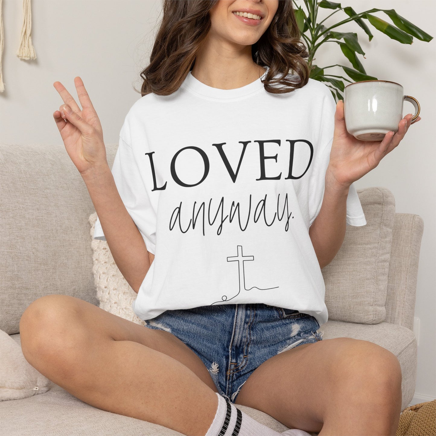 Loved Anyway T-Shirt — Christian Faith Tee with Cross