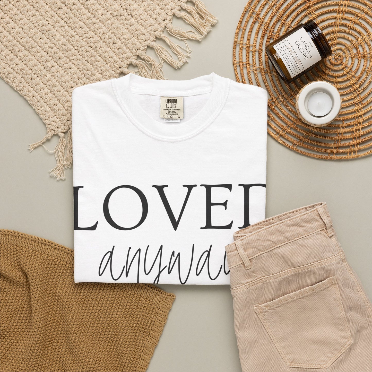 Loved Anyway T-Shirt — Christian Faith Tee with Cross