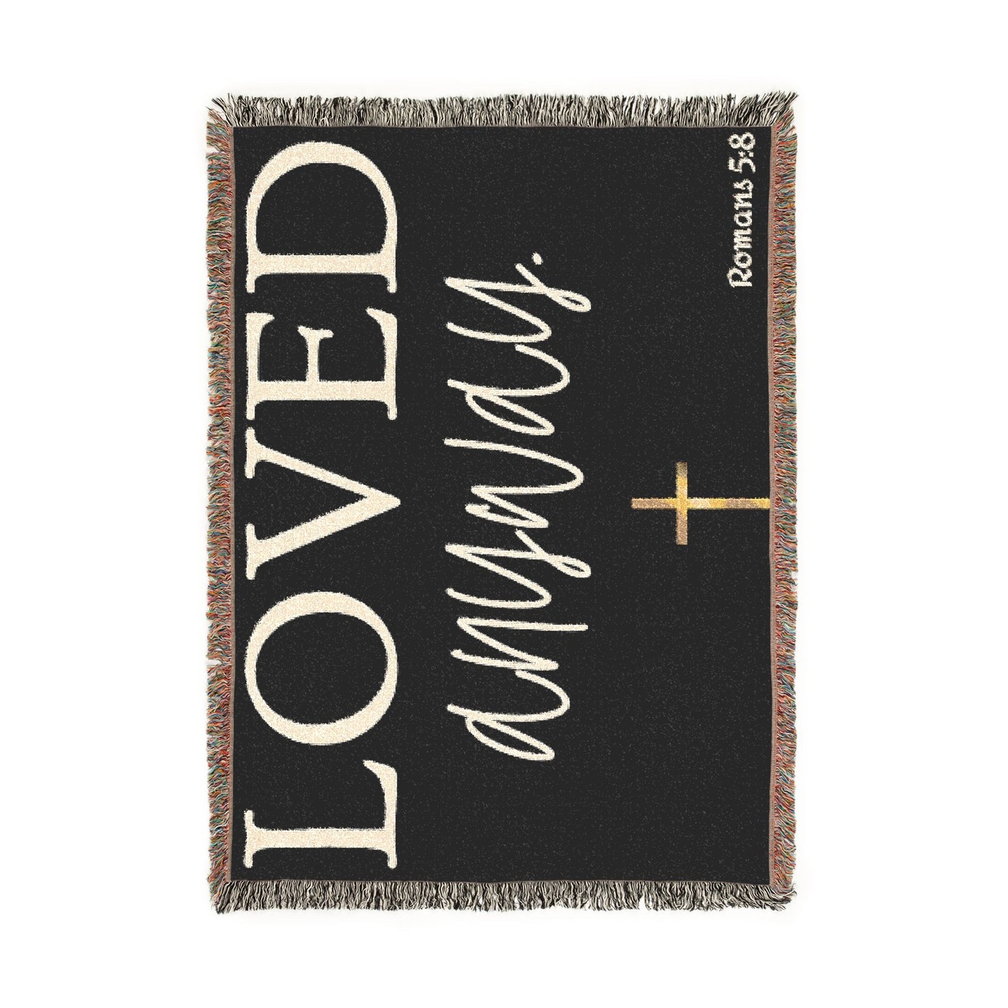 Loved Anyway Woven Blanket — Inspirational Christian Throw with Cross