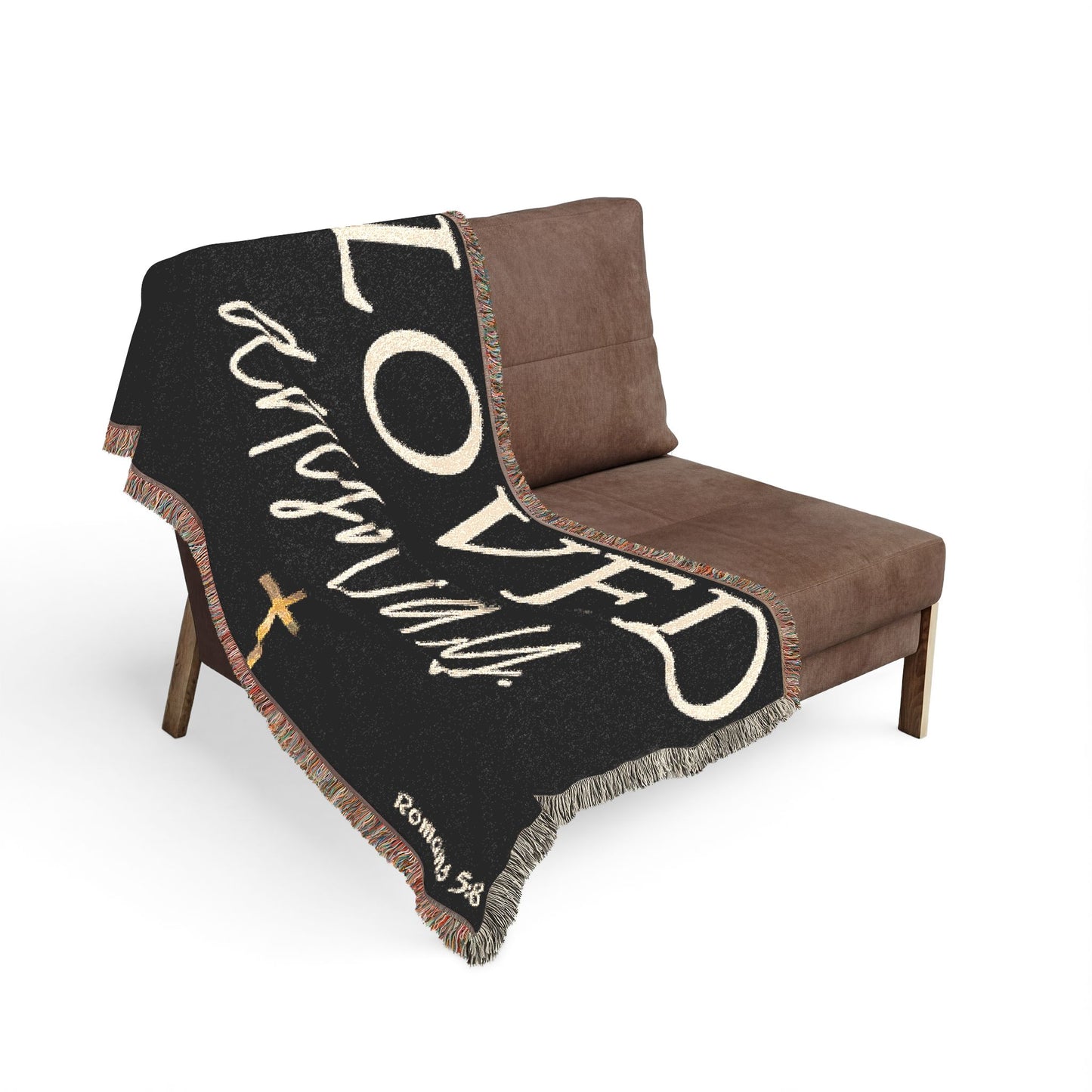 Loved Anyway Woven Blanket — Inspirational Christian Throw with Cross