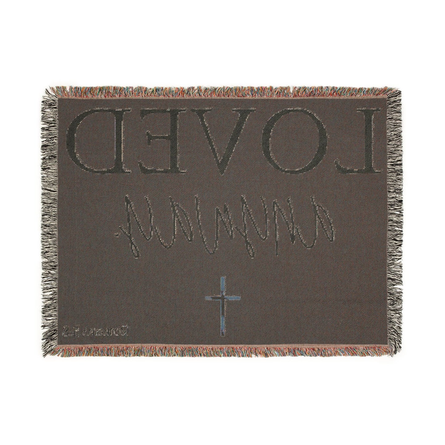 Loved Anyway Woven Blanket — Inspirational Christian Throw with Cross
