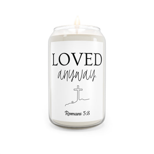 Loved Anyway Hill Cross Soy Candle – 13.75oz Christian Scented Candle (Romans 5:8)