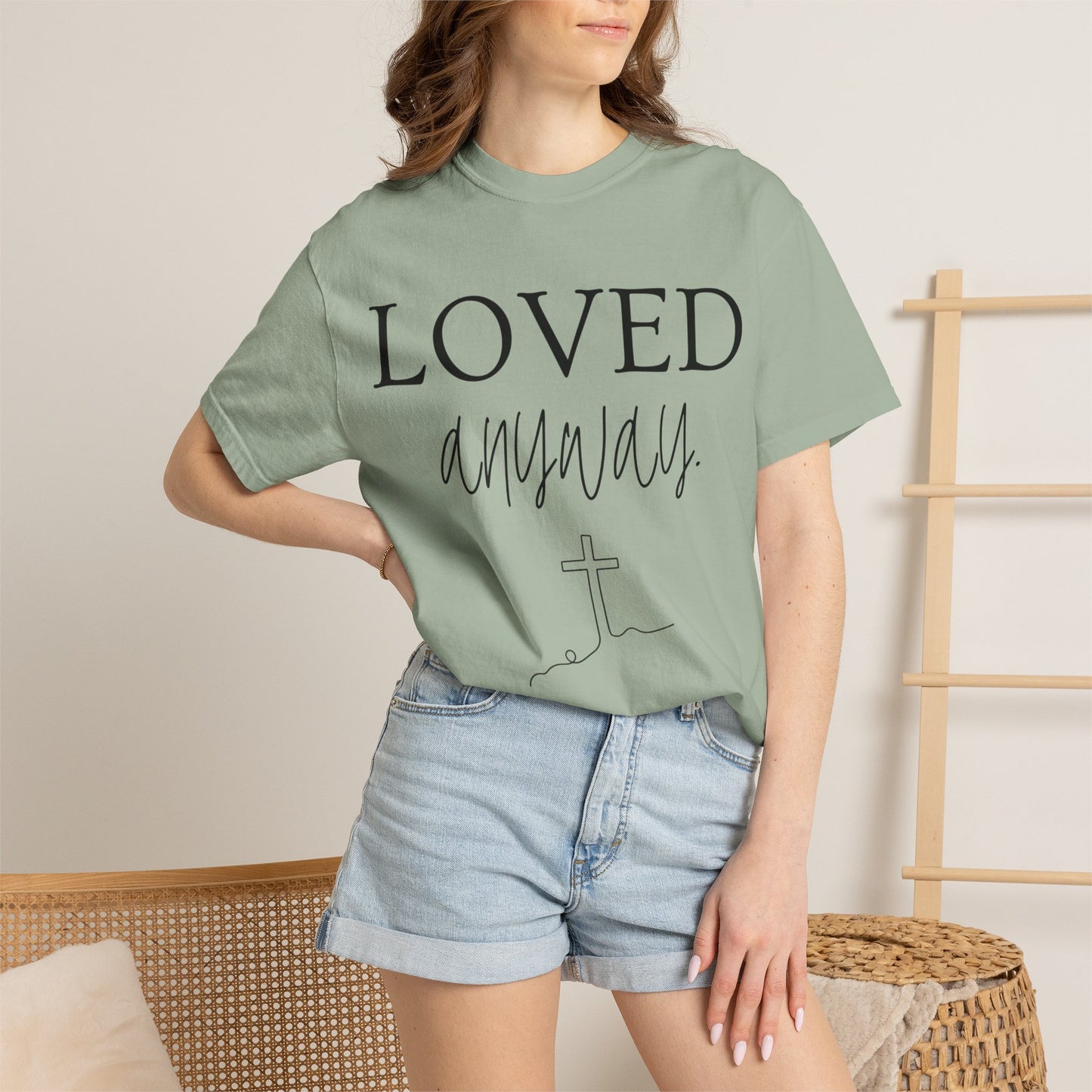 Loved Anyway T-Shirt — Christian Faith Tee with Cross