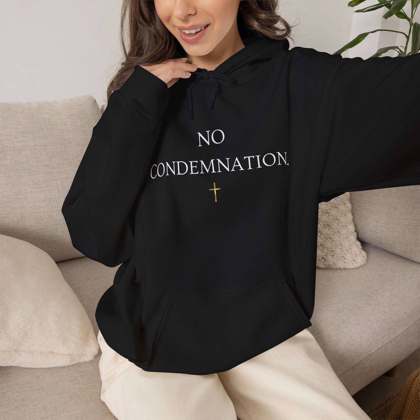 No Condemnation Hoodie — Romans 8:1 Christian Faith Sweatshirt