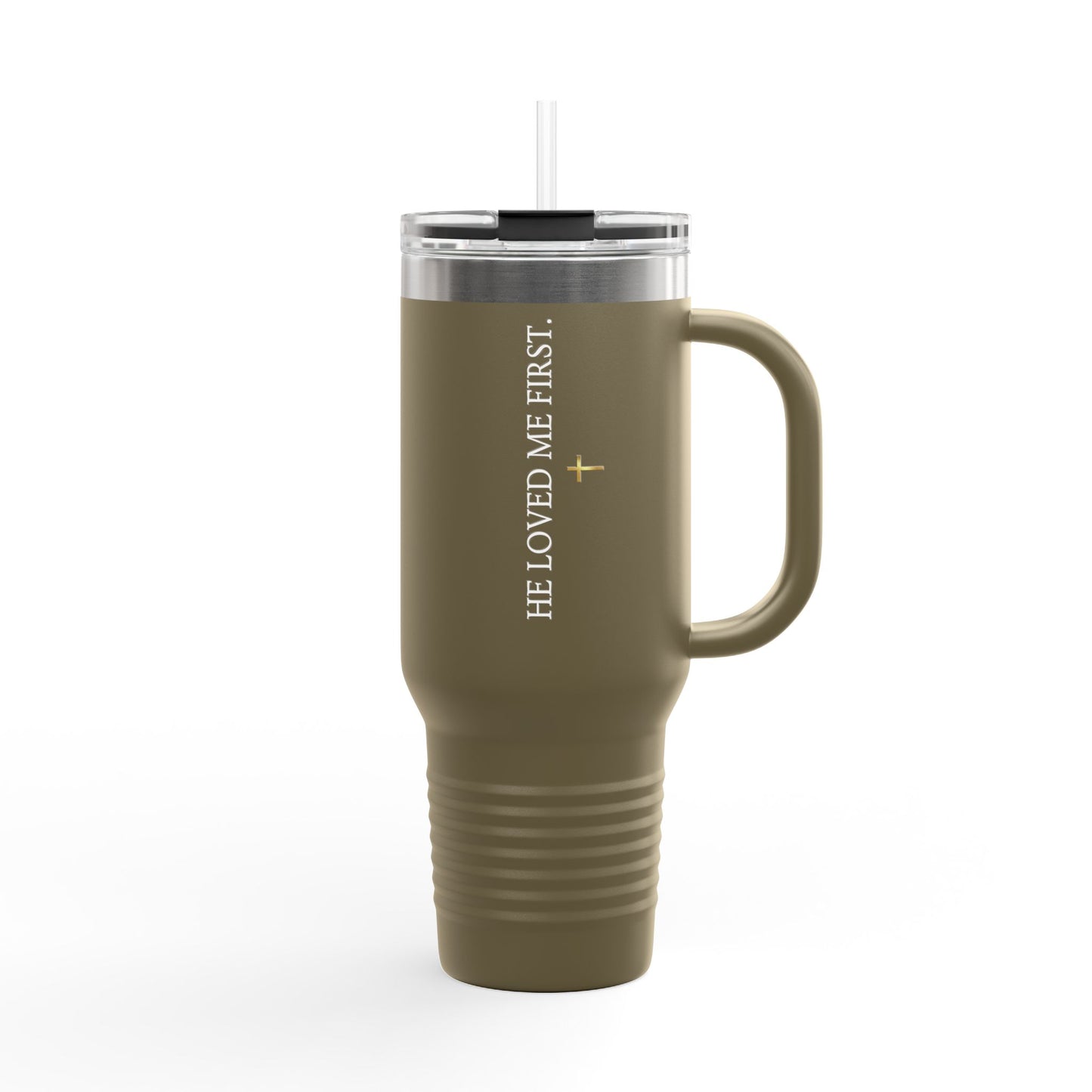 "He Loved Me First" Scripture Tumbler - 40oz Insulated Travel Mug