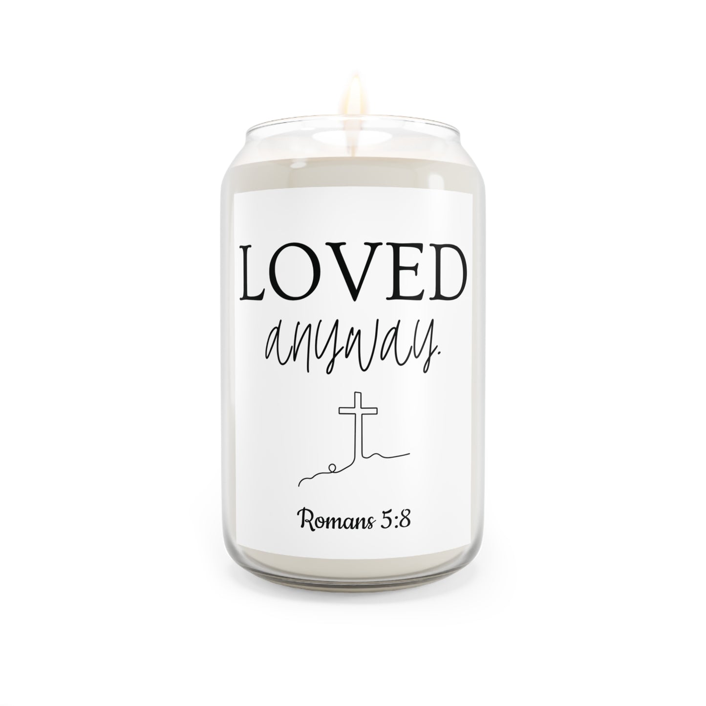Loved Anyway Hill Cross Soy Candle – 13.75oz Christian Scented Candle (Romans 5:8)