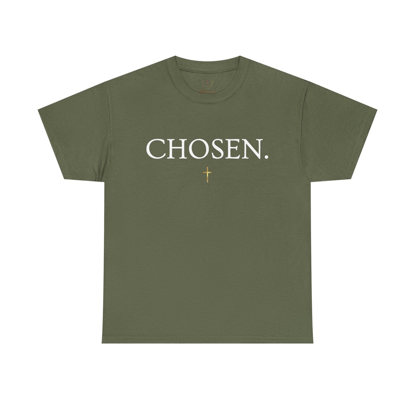 Chosen Christian T-Shirt — "CHOSEN." Front with 1 Peter 2:9 Back