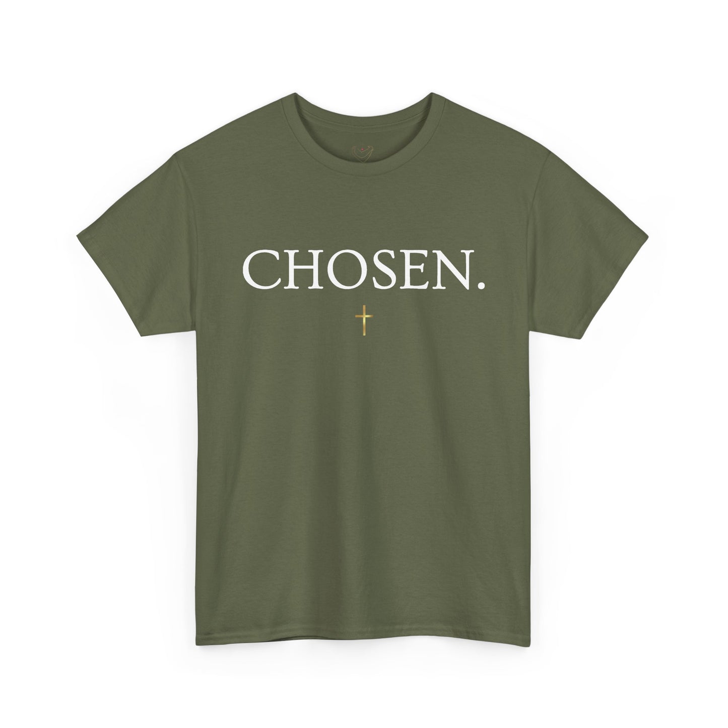 Chosen Christian T-Shirt — "CHOSEN." Front with 1 Peter 2:9 Back