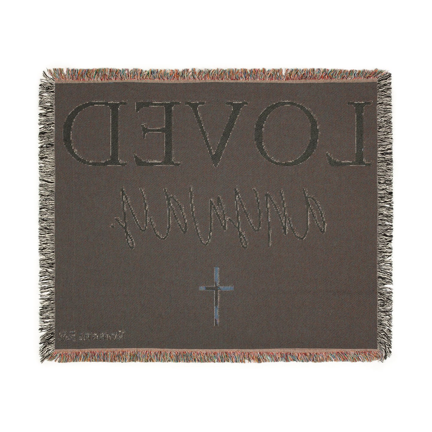 Loved Anyway Woven Blanket — Inspirational Christian Throw with Cross