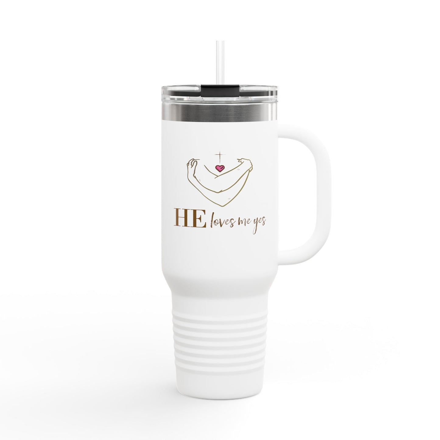 HE Loves Me Yes Insulated Travel Mug, 40oz