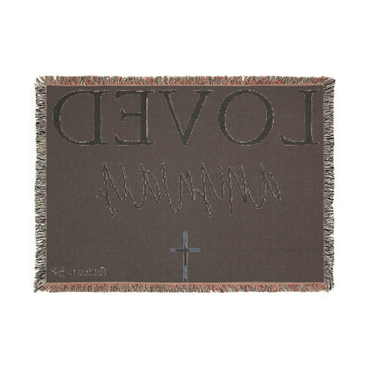 Loved Anyway Woven Blanket — Inspirational Christian Throw with Cross